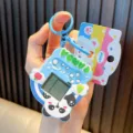 Lindo llavero de juego electrónico de topo de panda azul para juguete antiestrés - Azul