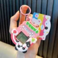 Llavero creativo de panda rosa con juego electrónico para decoración de bolsos escolares - Rosa