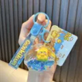Official Genki Duck liquid oil acrylic keychain with blue shell design and glitter charms - Blue