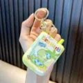 Creative mini phone-shaped maze game keychain featuring a cute cartoon green dinosaur - Dinosaur Style / Green