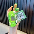 Creative green panda electronic whack-a-mole handheld game machine keychain accessory - Mini Panda Game Console / Green