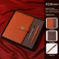 Professionelles A5 Business-Notizbuch-Geschenkset aus braunem Vintage-Leder mit Stift - A5 / Brown-heaven and earth cover gift box