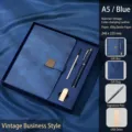 Elegantes Geschäftsnotizbuch-Geschenkset aus blauem Leder mit A5-Notizbuch, Stift und USB-Stick - USB-Laufwerk Geschenkset / A5 (16G) / Blau