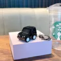 Minimalist black alloy off-road vehicle pull-back car keychain toy for backpack - Black