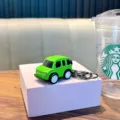 Lime green alloy pull-back toy car keychain with G-Wagon style design for backpack - Green