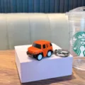 Mini orange alloy car keychain pullback toy for bag pendant - Orange
