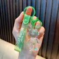 Acryl Transparent Glitzer Weltraum Kaninchen Schlüsselanhänger Auto Tasche Anhänger - Grün