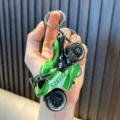 Green alloy motorcycle pull-back toy keychain bag charm accessory gift for students - Green