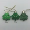 Green shamrock ornaments in matte, shiny, and glitter finishes for St. Patrick's Day - Green Shamrock Style (2) / Set of 24