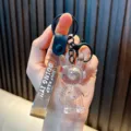 Klaren Glitzer Kaninchen Schlüsselanhänger, transparenter Acryl Anhänger für Tasche und Autoschlüssel. - Schwarz