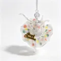 Acrylic ballerina girl Christmas tree ornament with a colorful polka dot tutu skirt - White Skirt