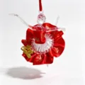 Sparkling acrylic ballerina ornament with a festive red tutu for Christmas tree decor - Red Skirt with Snowflakes
