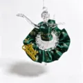 Acrylic ballerina ornament with green tutu for Christmas tree decoration - Green Skirt