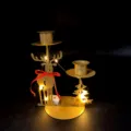 Golden vintage iron Christmas reindeer and tree candle holder with LED decorative lights - Reindeer Style (With Light)