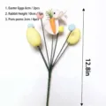 Decorative Easter egg and plush bunny floral pick branch for festive flower arrangements - White Bunny Style (CG-DCZ261107) / White