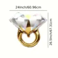 Globo grande de papel de aluminio con forma de anillo de diamante para bodas, 60x67 cm - Estilo Globo Diamante