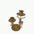 Vintage golden iron reindeer and tree Christmas candle holder for holiday party decor - Reindeer Style (No Light)