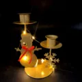 Vintage golden iron Christmas snowman candle holder with warm LED fairy lights - Snowman Style (With Light)