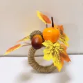 Detail of a rustic Thanksgiving napkin ring with a mini pumpkin and maple leaves. - Pumpkin Maple Leaf Acorn Style (Style 4) / 5x8.5x10cm