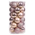 Detailansicht von 20 roségoldenen 8 cm Weihnachtskugeln im Rohr. - 8cm (20 Stück/Packung) / Champagner