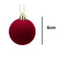 Rote beflockte 6cm Weihnachtskugel mit weicher Samttextur für die Feiertagsdekoration - Einzelpackung / 6cm / Rot