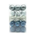 Set of 30 Blue and Silver 6cm PET Christmas Ball Ornaments for Holiday Tree Decor - 30Pcs Pack / Lake Blue