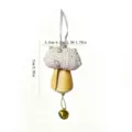 Handmade sea urchin shell mushroom ornament for Christmas tree decor with golden bell - Sea Urchin Shell Mushroom Hanging Ornament