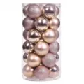 8cm pink rose gold Christmas balls 20pcs set in a tub with shiny matte and glitter finishes - 8cm (20 Pieces/Pack) / Champagne