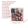 120pcs pink Christmas ball ornaments set with LED lights in a transparent gift box - 120 Pieces / Pink