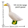 Große weiße Gartenfigur Gans für Veranda mit 22-Zoll-Maßangaben und Details - Oversized / 57x56cm