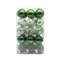 Decorative set of 30 green and clear 6cm Christmas ball ornaments in a clear box - 30Pcs Pack / Green