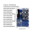 Blue and silver 61-piece Christmas ornament set featuring 150 LED string lights - 51 Pieces/Pack / Blue Silver