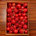 Set of 50 festive red Christmas tree ball ornaments in various sizes, shiny and matte - 50 Pieces / Red