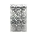 Set of 30 pieces silver 6cm Christmas ball ornaments for holiday tree decoration - 30Pcs Pack / Silver