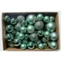 50pcs green Christmas ball ornaments set in various sizes and textures in a gift box - 50 Pieces / Turquoise Green