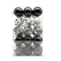 Premium 6cm black and clear transparent PET Christmas ball ornaments set for tree decor - 30Pcs Pack / Black