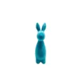 Creative teal blue flocked Easter bunny figurine for festive indoor party home decoration - 1 Piece / Blue