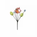 Colorful Easter decorative floral pick with pink bunny, green eggs and pastel pompoms - Pink Bunny Style (CG-DCZ261107) / Pink