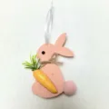 Pink felt Easter bunny hanging ornament featuring a glittery carrot SKU variant - Pink
