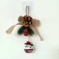 Festive Christmas hanging ornament featuring natural pinecone, burlap bow and white bell - Burlap Bow Star Heart Bell Style (款3)