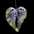 Transparent acrylic heart angel wings ornament with gold sequins for Christmas decor - Yellow Sequin Angel Wing