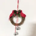 Handmade Christmas rattan wreath with red velvet bow and silver disco ball ornaments - Style F (Red Velvet Bow/Disco Ball) / 12cm