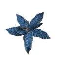 Blue artificial Christmas poinsettia flower with silver glitter edges for holiday decor - Blue