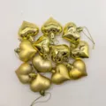 Set of 12 gold heart-shaped hanging ornaments featuring glossy and matte finishes for decor - Gold (Shiny Matte)