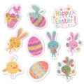 Juego de pegatinas de Pascua coloridas con conejos, huevos y función de luz LED. - Conejo Huevo (Juego de 10) / 10 Piezas / Blanco Cálido 1