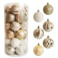 Assorted 6cm Christmas ornaments set in clear bucket, gold and white festive decor - 30 Pieces Set (6cm) / White & Gold (No.3)
