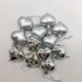Set of 12 silver heart-shaped ornaments with both matte and shiny metallic finishes - Silver (Shiny Matte)