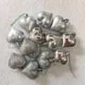 12 pack of 4.5cm silver heart hanging ornaments in matte, shiny, and glitter finishes - Set of 12 / Silver (Shiny Matte Glitter)