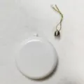 Detail of 8cm white flat DIY ornament ball with gold hanging cap - Set of 24 / Gold
