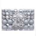 Complete 102-piece silver Christmas ball ornament set with star topper in a clear box - Silver